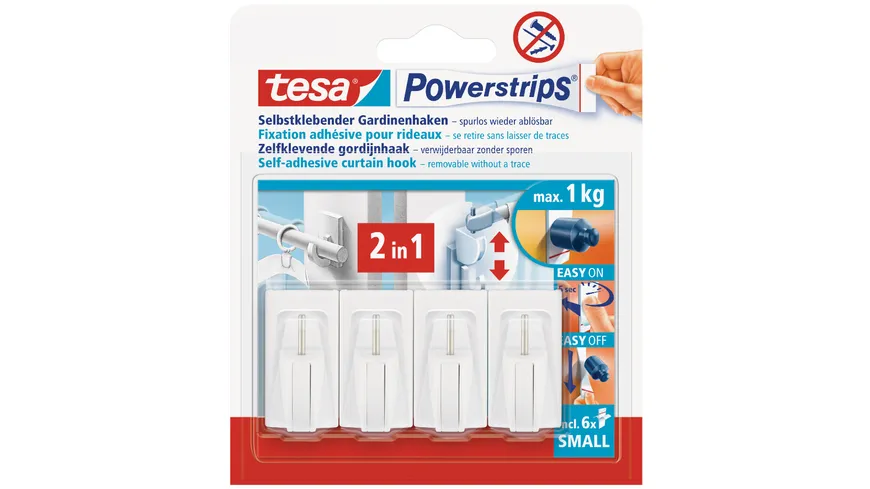 tesa Powerstrips Gardinenhaken 2in1 weiß Gardinenhaken 2in1 weiß