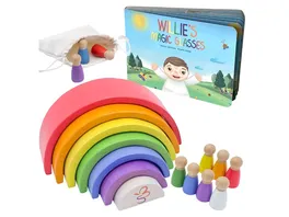 Schmetterline Willie s Magic Glasses Regenbogen Set und Holzfiguren mit englischem Kinderbuch