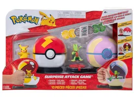 Pokemon Surprise Attack Game Pikachu mit Turboball Geckarbor mit Heilball