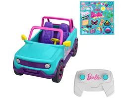 Ferngesteuerter Hot Wheels Barbie SUV mit Aufklebern batteriebetriebenes Spielzeugauto Platz fuer 2 Barbie Puppen