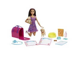 Barbie Hunde Adoption Puppe bruenett Spielset mit Zubehoer