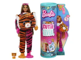 Barbie Cutie Reveal Puppe im Tiger Kostuem mit Farbwechsel Dschungel Serie