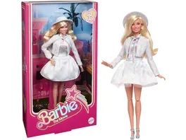 Barbie Puppe zum Spielfilm Margot Robbie in der Rolle der Barbie Sammelpuppe mit blau kariertem Outfit