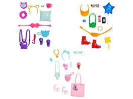 Barbie Fashions Zubehoersortiment mit 11 themenbezogenen Accessoires fuer Barbie Puppen