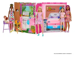 Barbie Puppenhaus mit Barbie Puppe und Zubehoerteilen zum Dekorieren