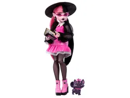 Monster High Draculaura Modepuppe mit Haustier Count Fabulous und Accessoires