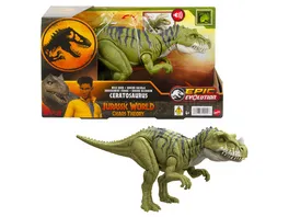 Jurassic World Wild Roar Ceratosaurus Dinosaurier Actionfigur Spielzeug Schnapp Angriff und Bruellgeraeusch