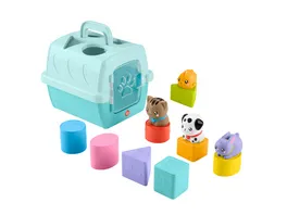 Fisher Price FP Pets Sortier und Tiertransportbox Baby und Kleinkind Formsortier Spielzeug 8 Bloecke