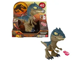 Jurassic World Chomp Chomp Gigantisches Gebruell Allosaurus Dinosaurier Spielzeug mit Geraeuschen und beweglichem Kiefer