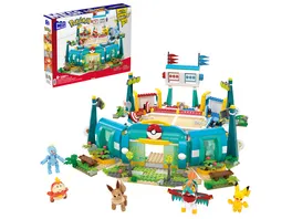 MEGA Pokemon Trainingsarena Bauspielzeug Set mit 5 Actionfiguren 1101 Teile fuer Kinder