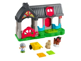 Fisher Price Little People Spielset fuer Kleinkinder Niedlicher Pferdestall mit Geraeuschen 6 Spielteile