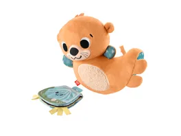 Fisher Price 2 in 1 Wippender Otter zum Spielen in der Bauchlage Baby Sensorik Spielzeug aus Pluesch zum Spielen in der Bauchlage