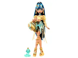 Monster High Cleo de Nile Modepuppe mit Tier Hissette und Accessoires