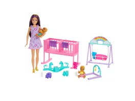 Barbie Skipper Babysitter Puppe mit Zwillings Kinderzimmer Spielset und Zubehoer