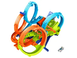 Hot Wheels Action 4 Loopings Crash Gefahr Trackset mit batteriebetriebenem Beschleuniger und Spielzeugauto im Massstab 1 64