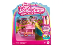 Barbie Mini BarbieLand Puppen und Fahrzeugset mit ca 4 cm grosser Puppe und Traumboot mit Farbwechsel