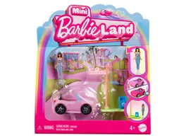 Barbie Mini BarbieLand Puppen und Fahrzeugset mit ca 4 cm grosser Puppe und Cabrio mit Farbwechsel