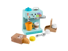 Fisher Price Lernspass Mein Barista Set elektronisches Spielzeug fuer Kleinkinder 10 Spielteile mehrsprachige Version