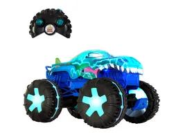 Hot Wheels Monster Trucks Mega Wrex Alive Fahrzeug im Massstab 1 15 mit Fernbedienung batteriebetriebene Fernbedienung mit interaktiven Lichtern und Geraeuschen