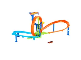 Hot Wheels Schnellstart und Looping Spielset mit Die Cast Spielzeugauto im Massstab 1 64 Crash und Streckenset