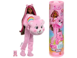 Barbie Puppe der Cutie Reveal Gluecksbaerchis Reihe mit Accessoires und Hurrabaerchi Kostuem 10 Ueberraschungen