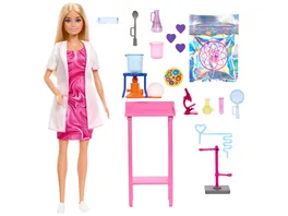 Barbie Wissenschaftlerin Puppe und Zubehoer mit blonder Modepuppe Labortisch und Farbwechsel Zubehoer