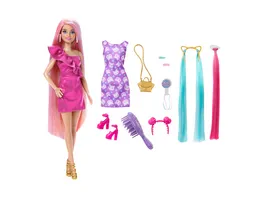 Barbie Fun Fancy Hair Puppe mit extralangem buntem blondem Haar und Styling Zubehoer