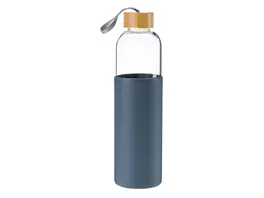 TRENDSHOP Trinkflasche aus Glas mit Silikonhuelle 1l