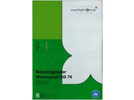 PAPERZONE Recyclingpapier A4 Weissegrad ISO 70 80g m 500 Blatt