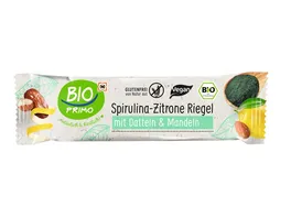 BIO PRIMO Bio Spirulina Zitrone Riegel mit Datteln Mandeln
