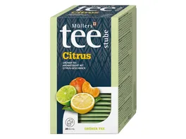 Muellers Teestube Citrus Gruener Tee aromatisiert Aufguss