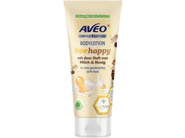 AVEO Bodylotion beehappy mit dem Duft von Milch Honig fuer eine geschmeidig zarte Haut