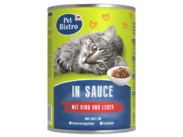 Pet Bistro Katzennassfutter Saftige Brocken mit Rind und Leber in Sosse