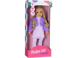 Modern Girl Puppe Blond mit lila Weste 45 cm