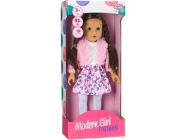 Modern Girl Puppe Bruenette mit Rock 45 cm