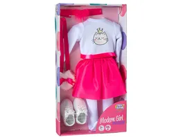 Modern Girl Outfit Pink mit Katze 45 cm