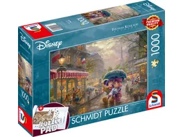 Schmidt Spiele Erwachsenenpuzzle Disney Minnie und Mickey in Paris 1000 Teile Puzzle inklusive Puzzle Pad