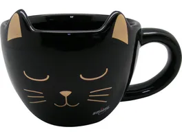 MIAOU Katze Tasse schwarz gold konisch