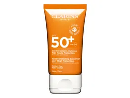 CLARINS Sonnenschutz Creme mit Anti Falten Wirkung fuer das Gesicht SPF 50