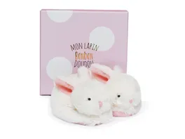 DOUDOU Bonbon Hase Fuesslinge mit Rassel rosa 0 6M