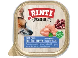 RINTI Hundenassfutter Leichte Beute Huhn Gefluegelherzen