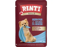 RINTI Hundenassfutter Gold Huhn Pur Gefluegelherzen