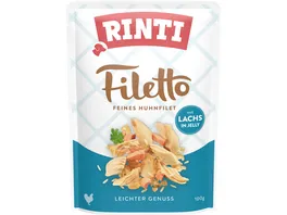 RINTI Hundenassfutter Filetto Huhnfilet mit Lachs in Jelly