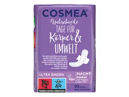 Cosmea Comfort Plus Ultra Binden Geruchsschutz Nacht mit Fluegeln 10 Stueck