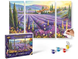 Schipper Malen nach Zahlen Motiv Gruppe Triptychon Lavendelfelder