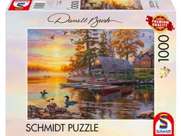 Schmidt Spiele Erwachsenenpuzzle Darrel Bush Bootshaus mit Kanus 1 000 Teile Puzzle