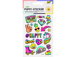 folia Puffy Sticker HAPPY 10 5x16cm 1 Blatt 18 Sticker
