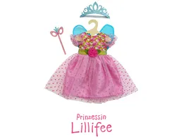 Heless Puppenkleid Prinzessin Lillifee mit Glitzerkrone und Augenmaske 3 teilig Gr 28 35 cm