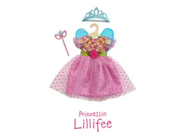 Heless Puppenkleid Prinzessin Lillifee mit Glitzerkrone und Augenmaske 3 teilig Gr 35 45 cm