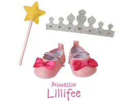 Heless Puppen Accessoires Set Prinzessin Lillifee 3 teilig Ballerinas Glitzerkrone und Zauberstab Gr 30 34 cm
